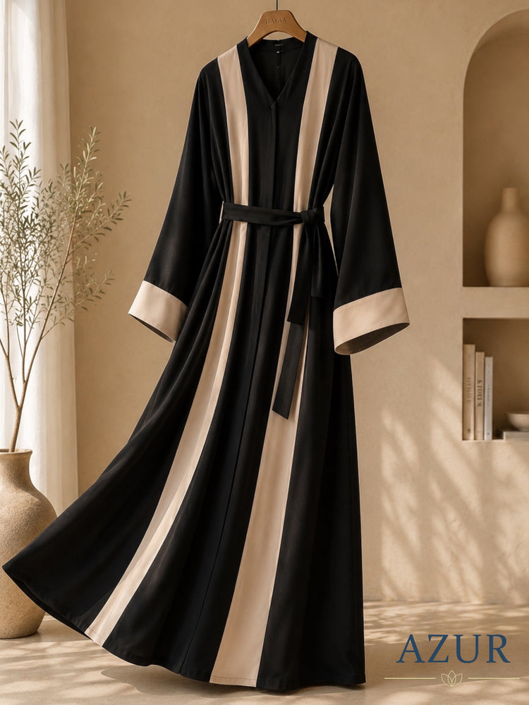 Noir Contrast Panel Abaya