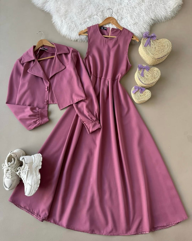 Elegant Two-Piece Dress with Cropped Blazer