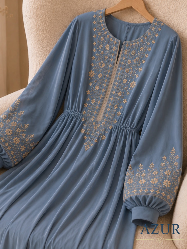 Azure Bloom Embroidered Abaya