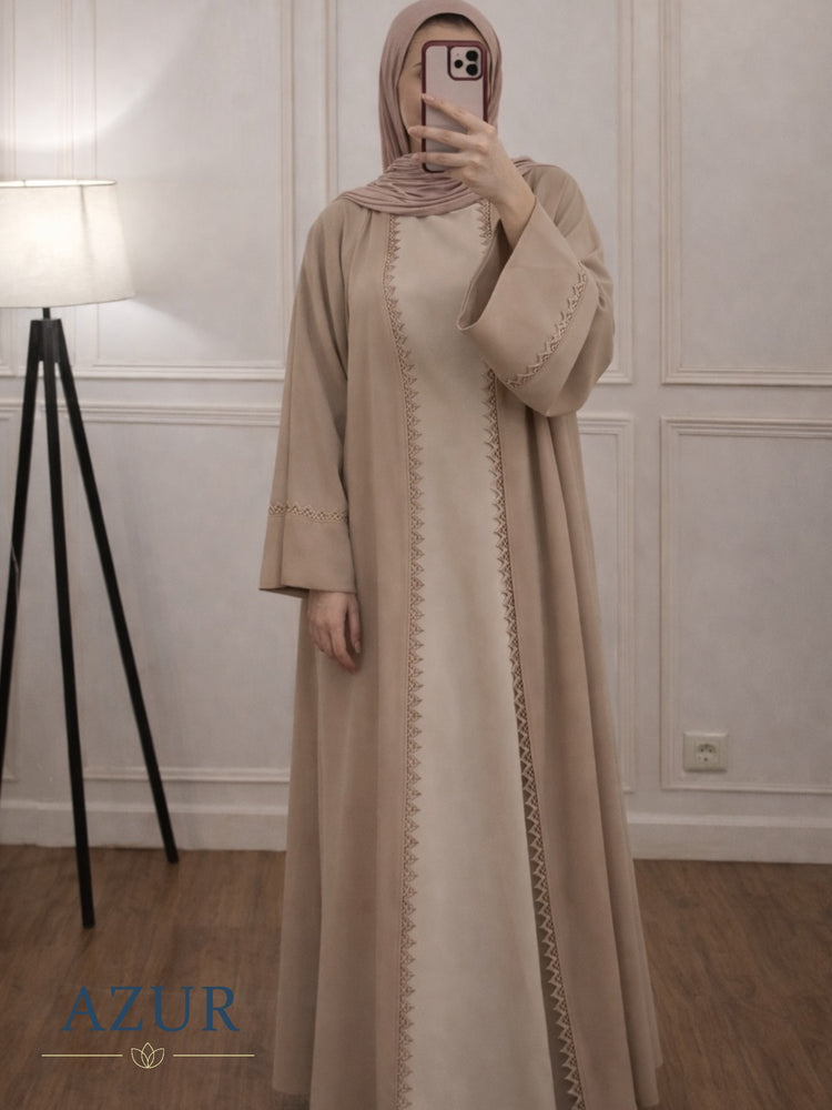 Elegant Double Georgette Abaya Set with Lace Detailing – Inner & Gown