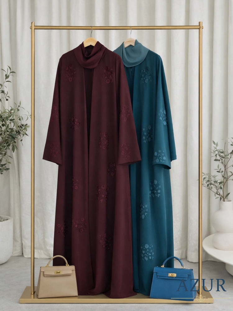 Embroidered Open Gown with Inner – Double Georgette