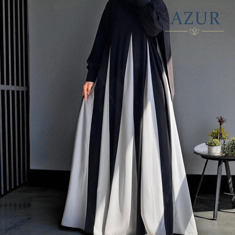 Monochrome Pleated Abaya – Double Georgette