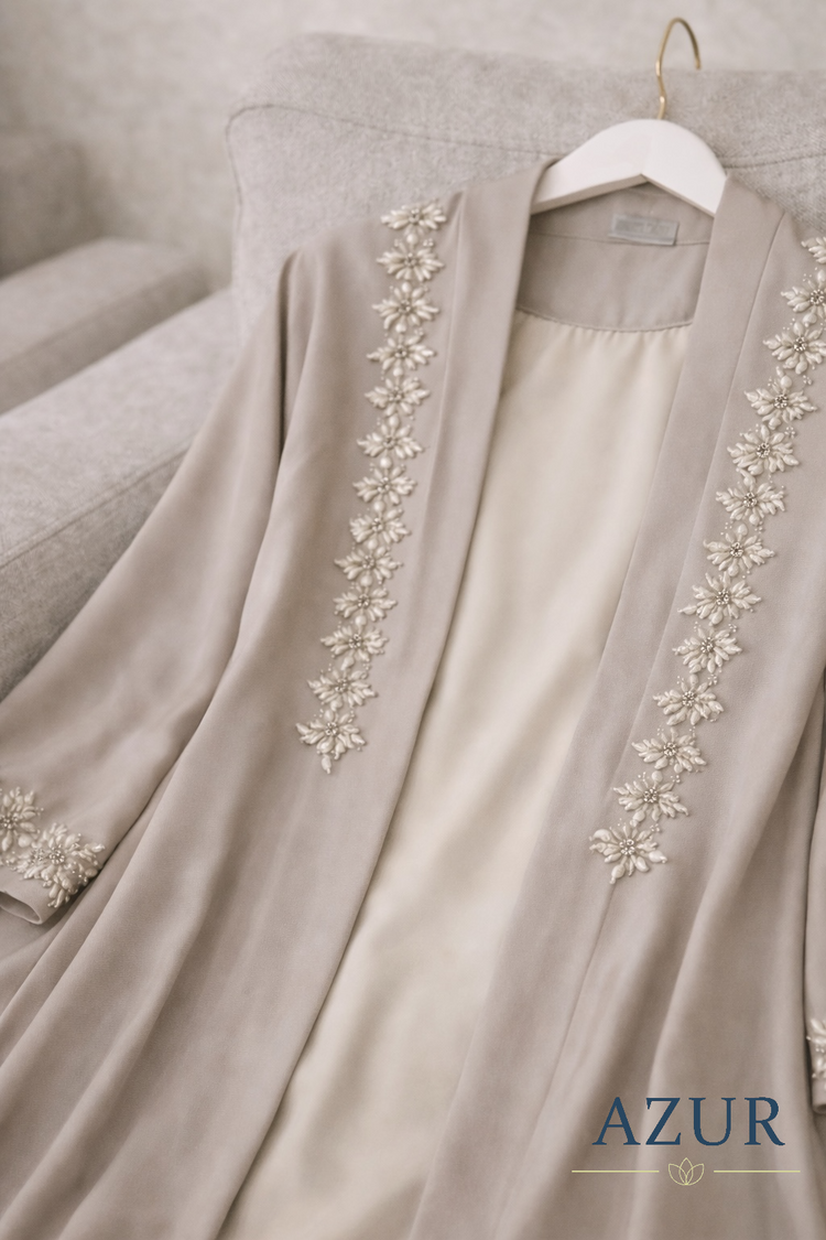 Pearl & Crystal Embroidered Abaya