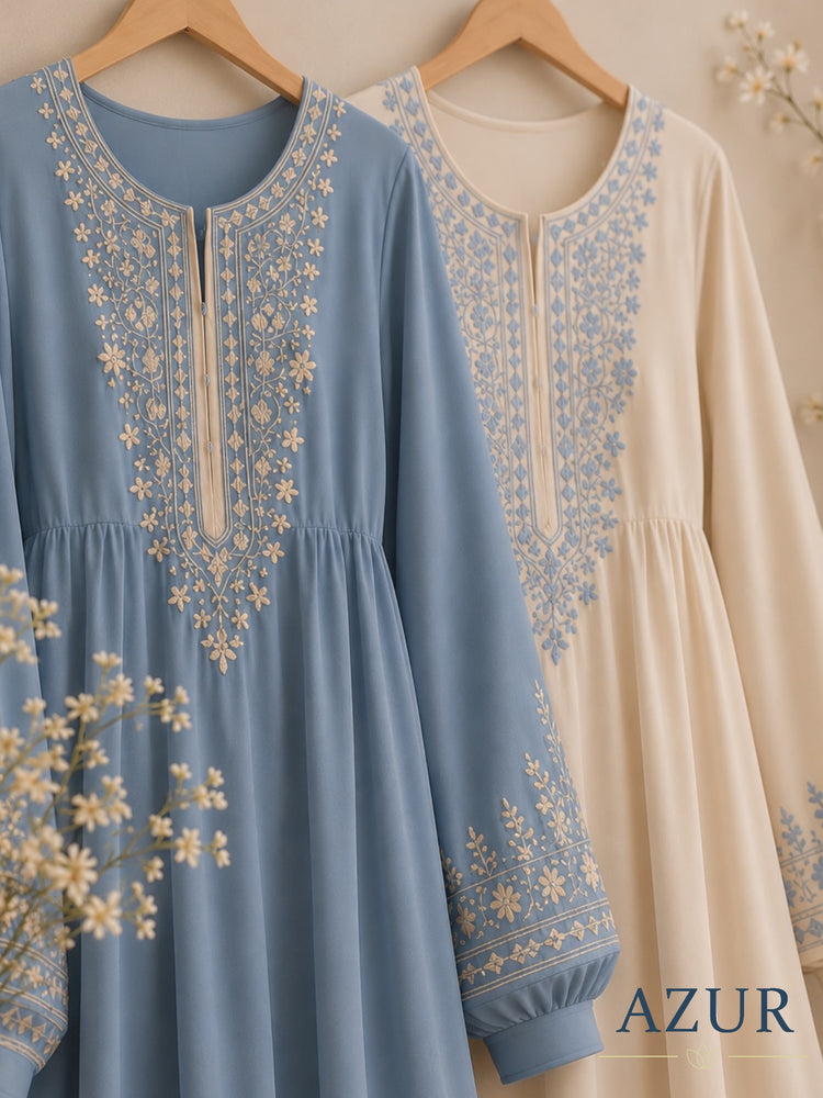 Azure Bloom Embroidered Abaya