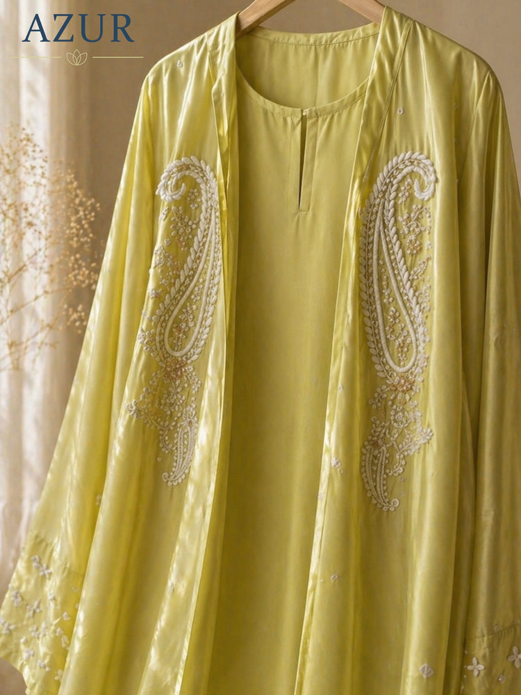 Noor Paisley Embroidered Abaya Set