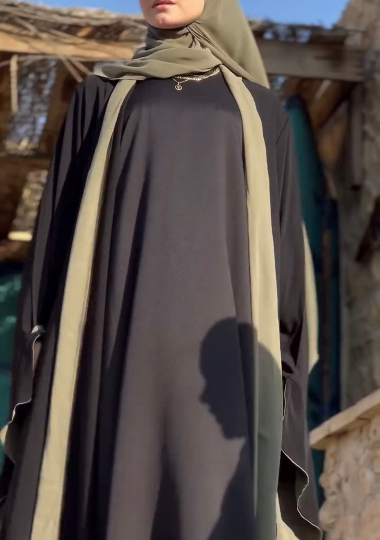 Elegant Contrast Inner Abaya with Flowing Scarf