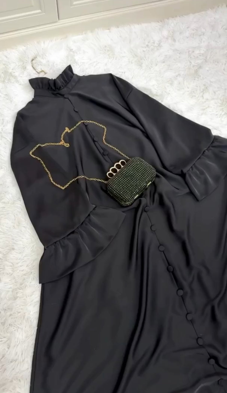 Ruffled Collar Double Georgette Abaya