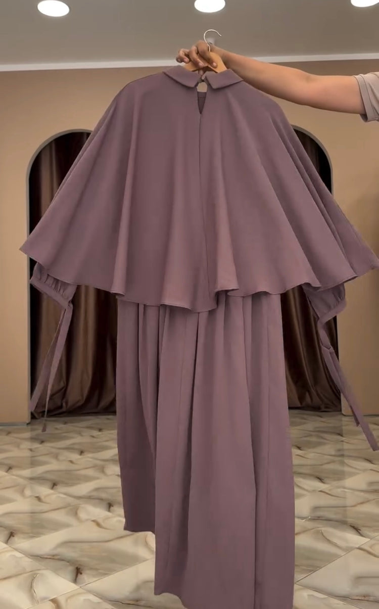 Mauve Two-Piece Cape Abaya – Double Georgette
