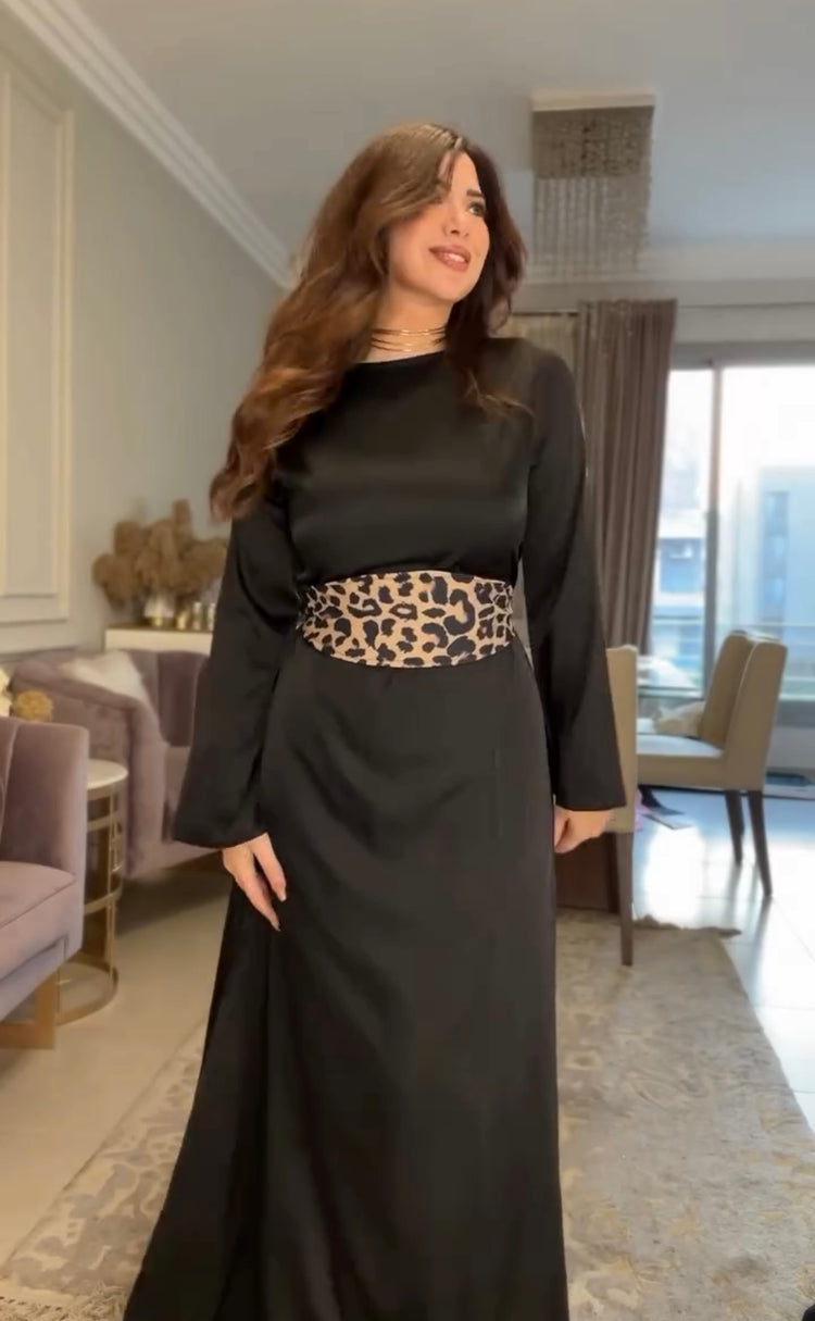 Reversible Black & Leopard Print Abaya