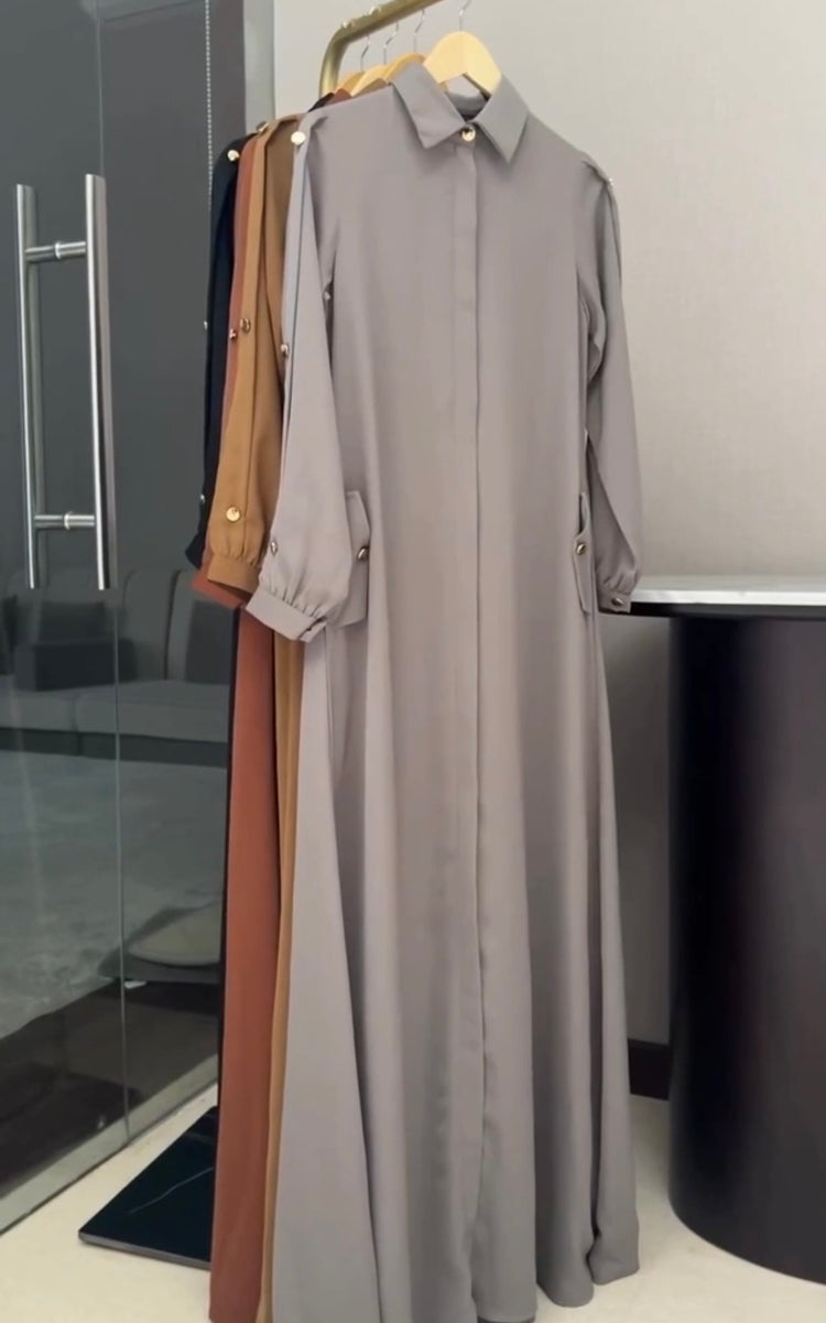 Minimalist Button-Detail Abaya