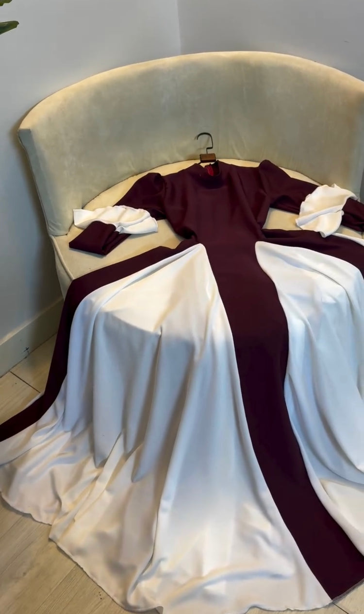 Elegant Contrast Panel Dress in Double Georgette