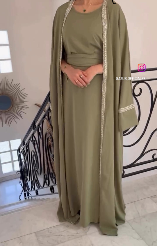 Embellished Double Georgette Gown Set