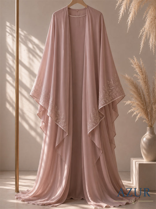 Rosé Cascade Cape Abaya Set
