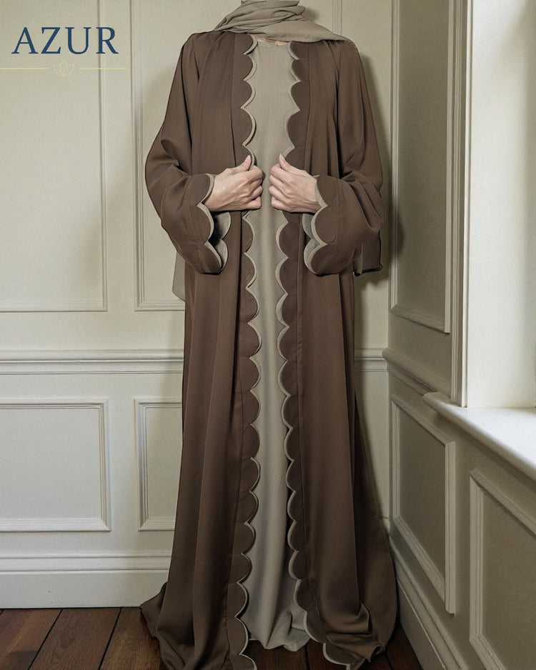 Scalloped Edge Double Georgette Abaya Set