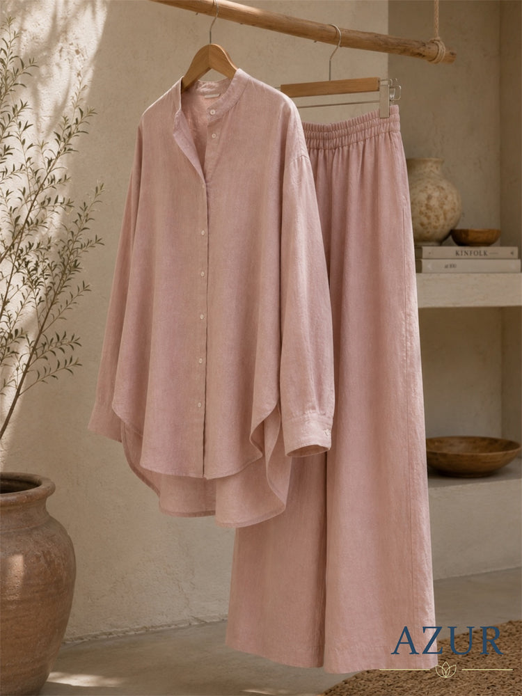 Blush High-Low Shirt & Trouser Co-ord Set