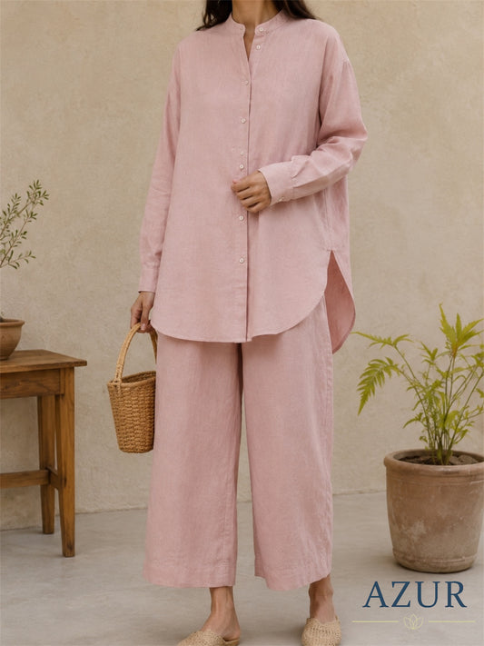 Blush High-Low Shirt & Trouser Co-ord Set
