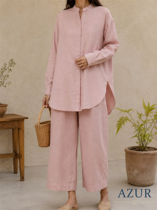 Blush High-Low Shirt & Trouser Co-ord Set
