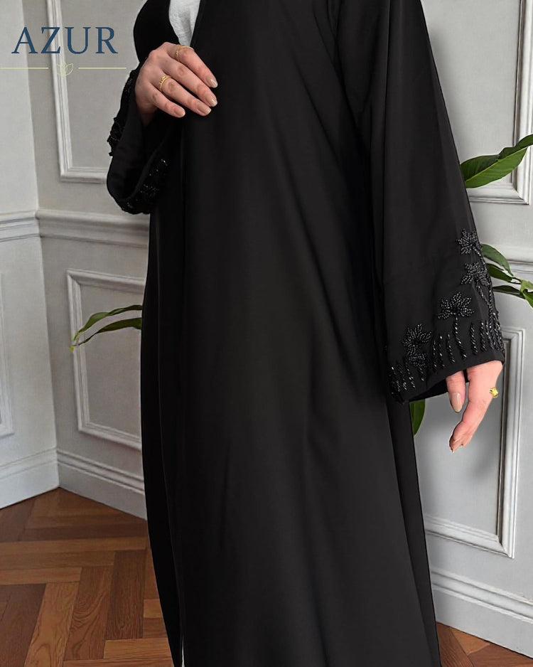 Black Embellished Sleeve Double Georgette Inner & Gown Set