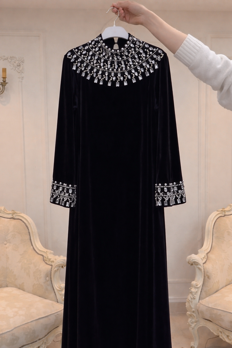 Embellished Velvet Gown