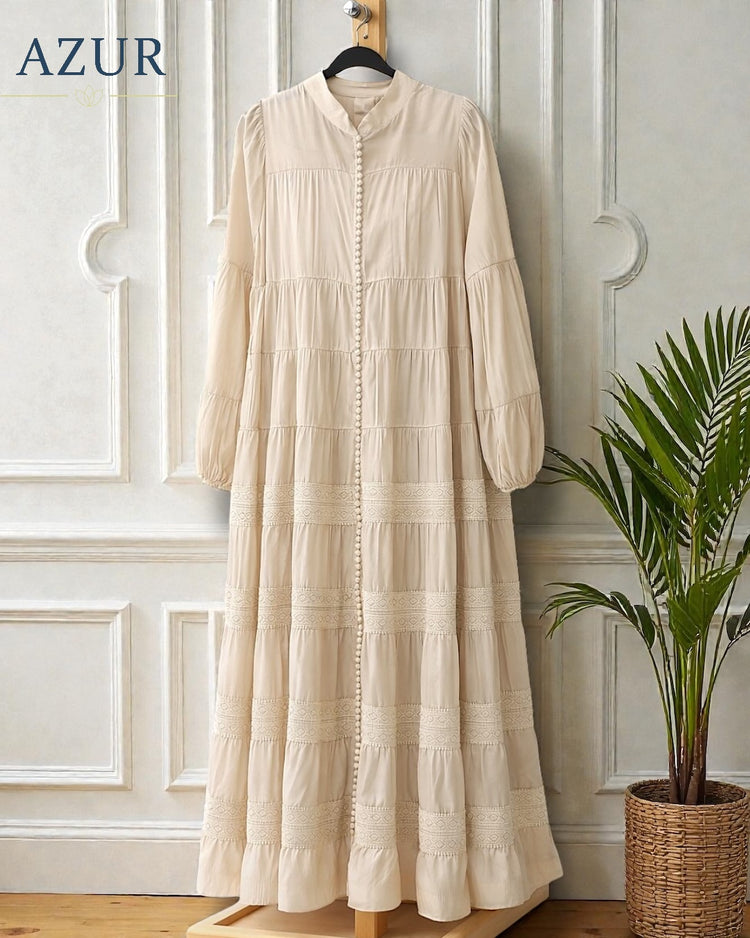 Tiered Button-Down Georgette Abaya