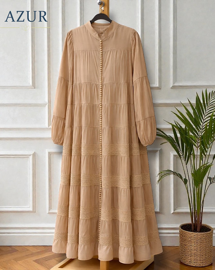 Tiered Button-Down Georgette Abaya