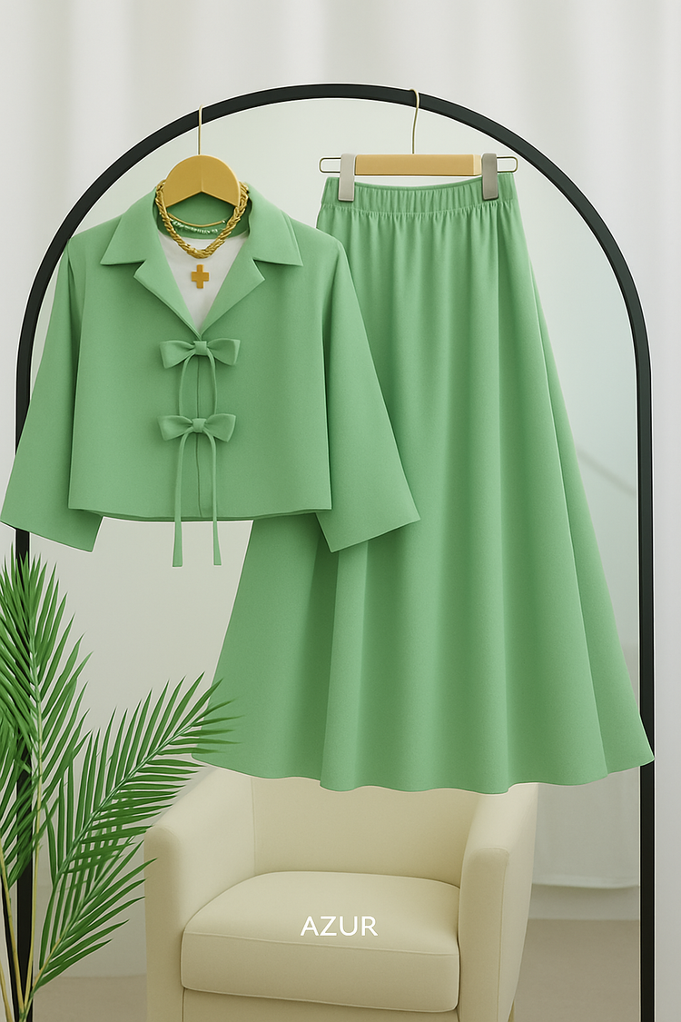 Bow-Tie Jacket & Skirt Set – Double Georgette