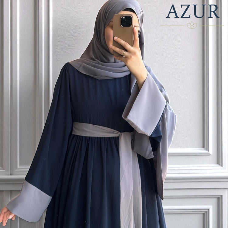 Two-Tone Flared Double Georgette Abaya