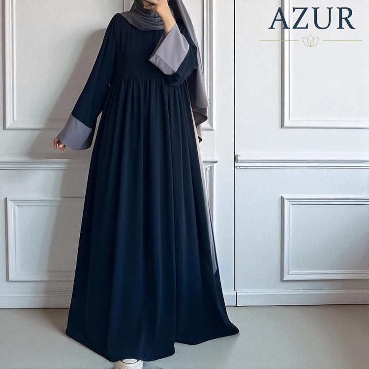 Two-Tone Flared Double Georgette Abaya