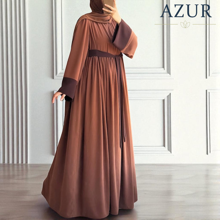 Two-Tone Flared Double Georgette Abaya