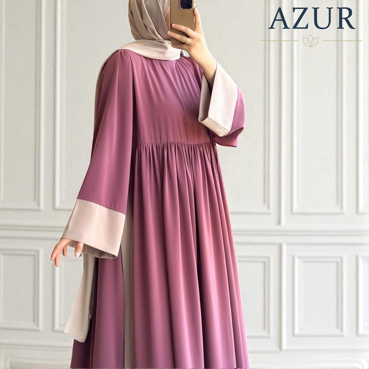 Two-Tone Flared Double Georgette Abaya