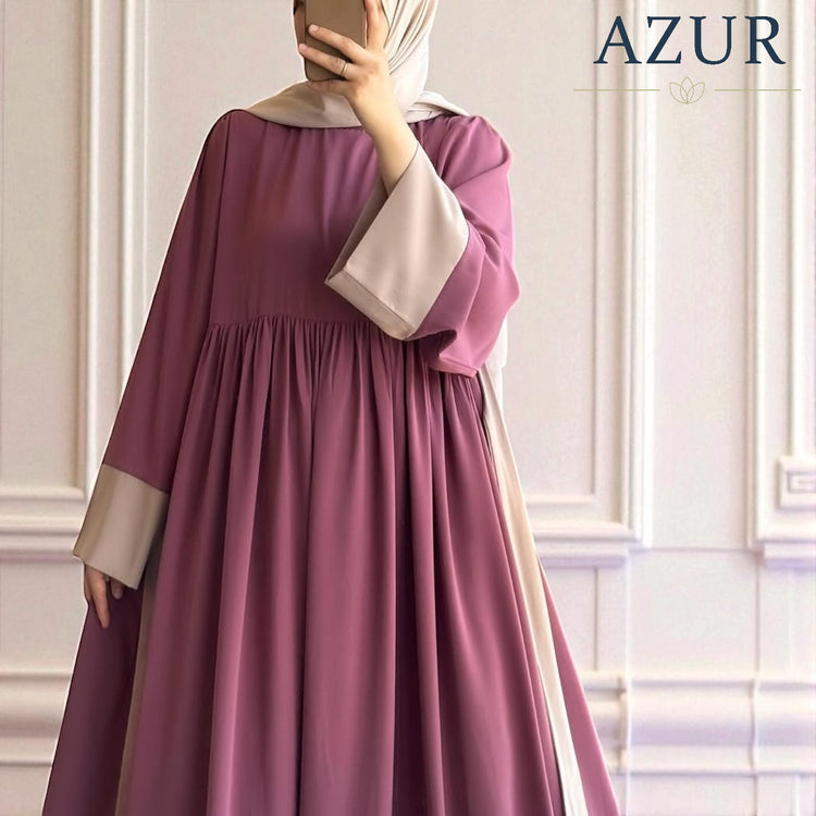 Two-Tone Flared Double Georgette Abaya