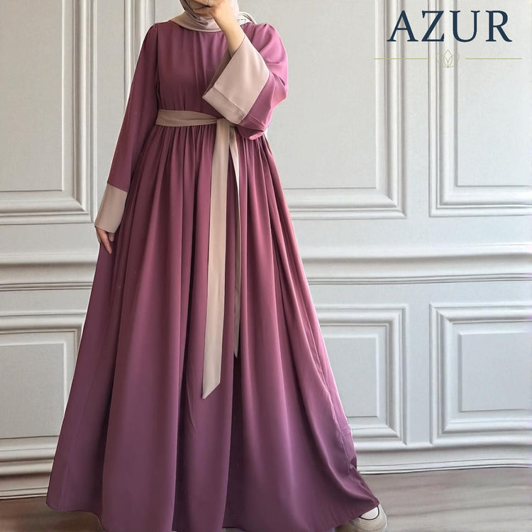 Two-Tone Flared Double Georgette Abaya