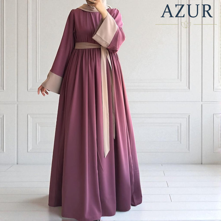 Two-Tone Flared Double Georgette Abaya