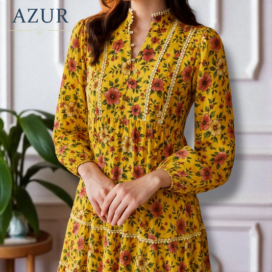 Vintage Floral Maxi Dress – Double Georgette