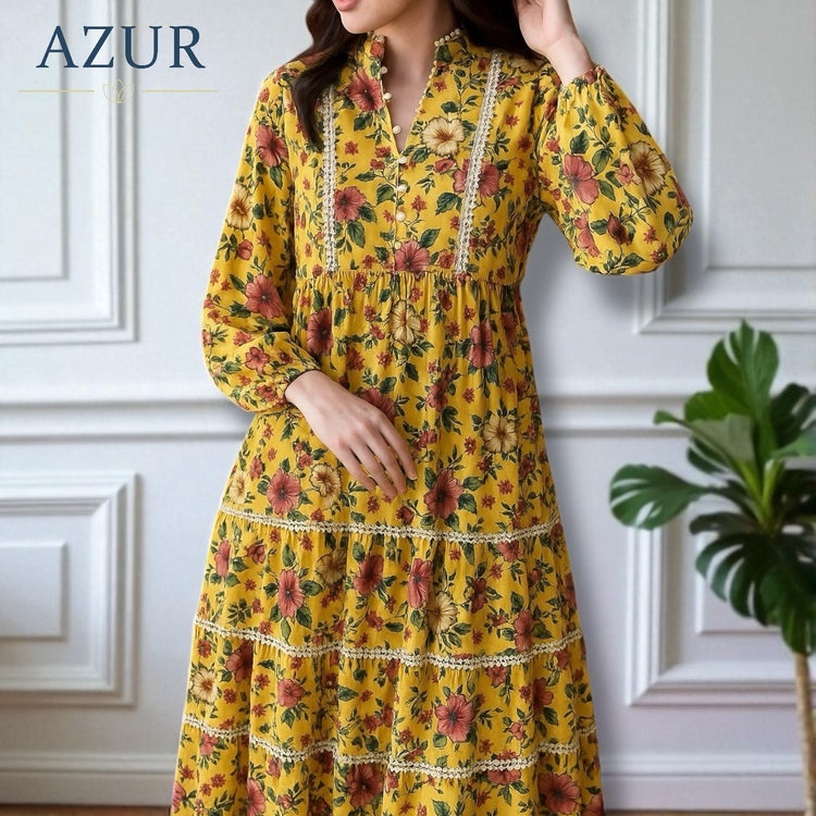 Vintage Floral Maxi Dress – Double Georgette