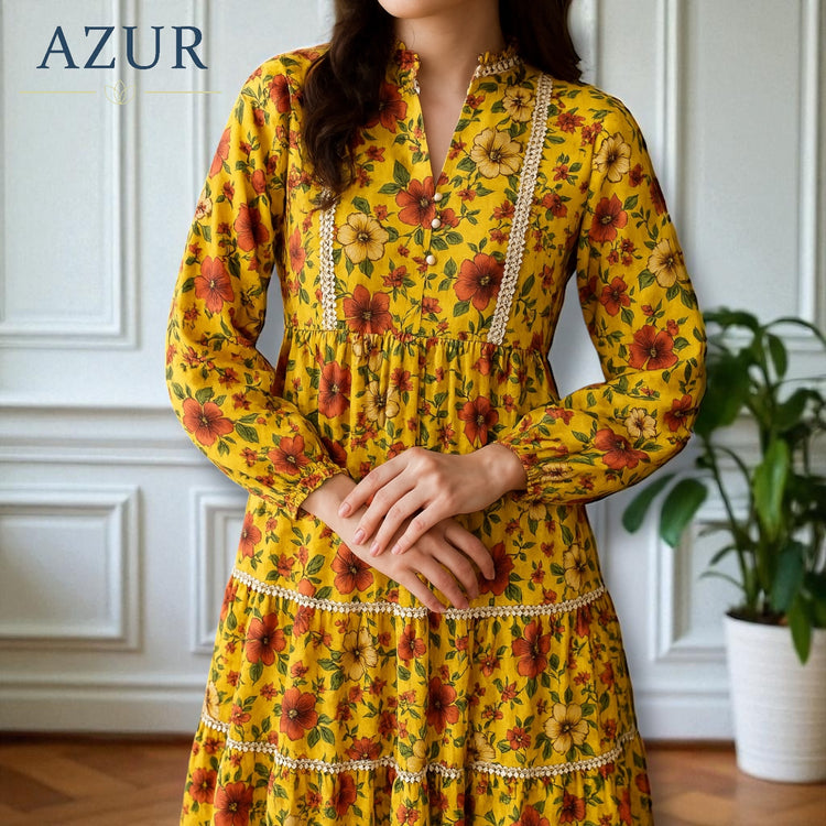 Vintage Floral Maxi Dress – Double Georgette