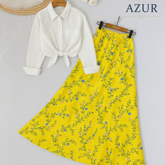 Botanical Bloom Double Georgette Shirt & Skirt Set