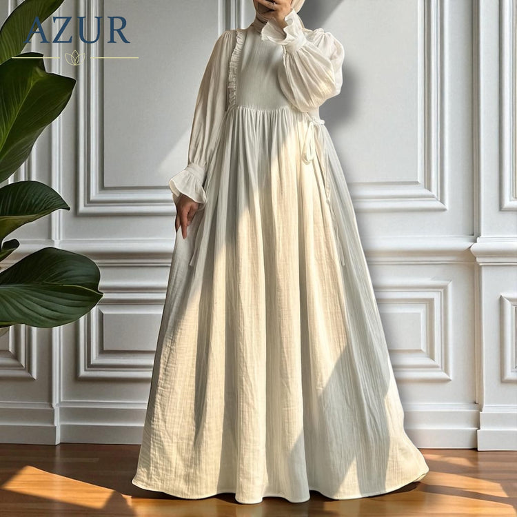 Ruffle Trim Irish Cotton Dress