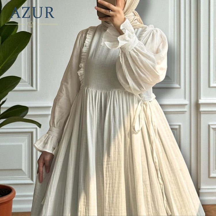 Ruffle Trim Irish Cotton Dress