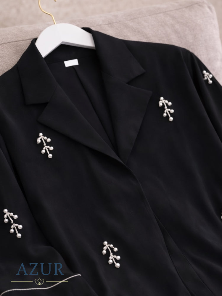 Pearl Branch Embellished Abaya – Double Georgette