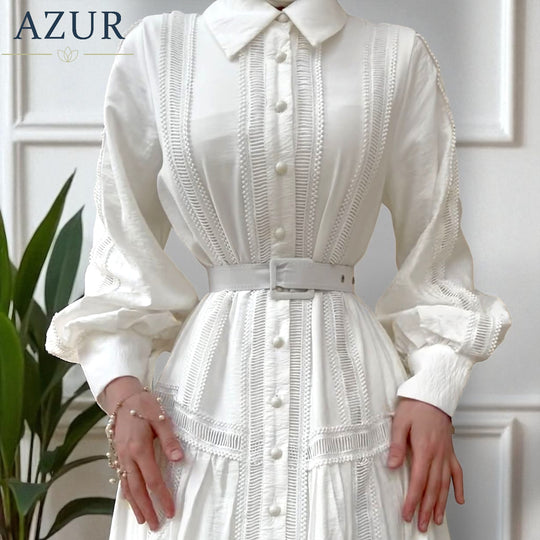 Elegant Pleated White Maxi Dress