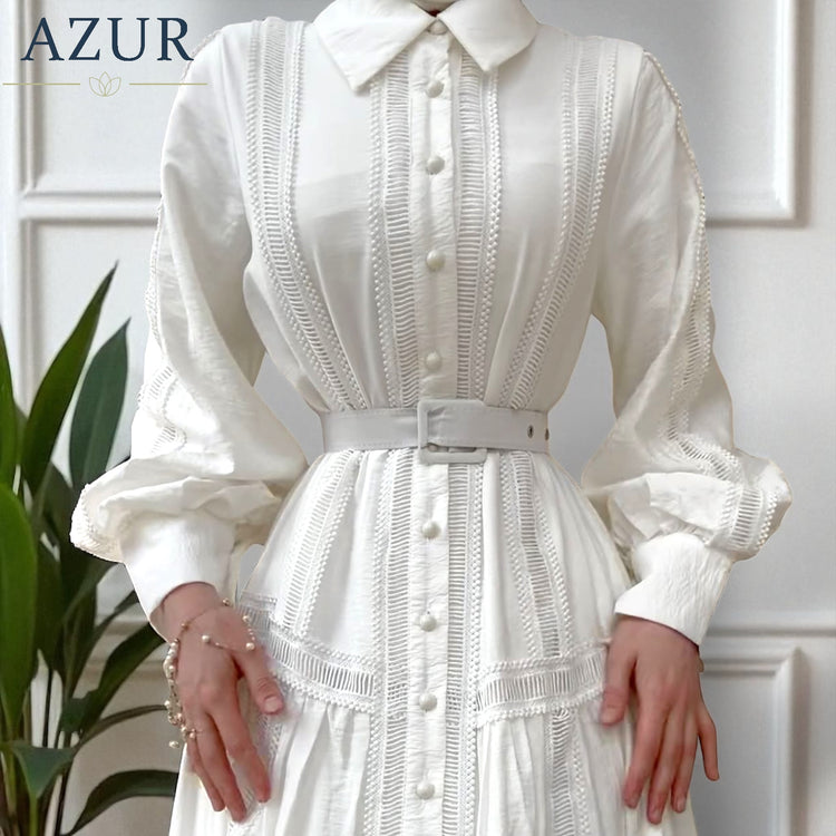 Elegant Pleated White Maxi Dress
