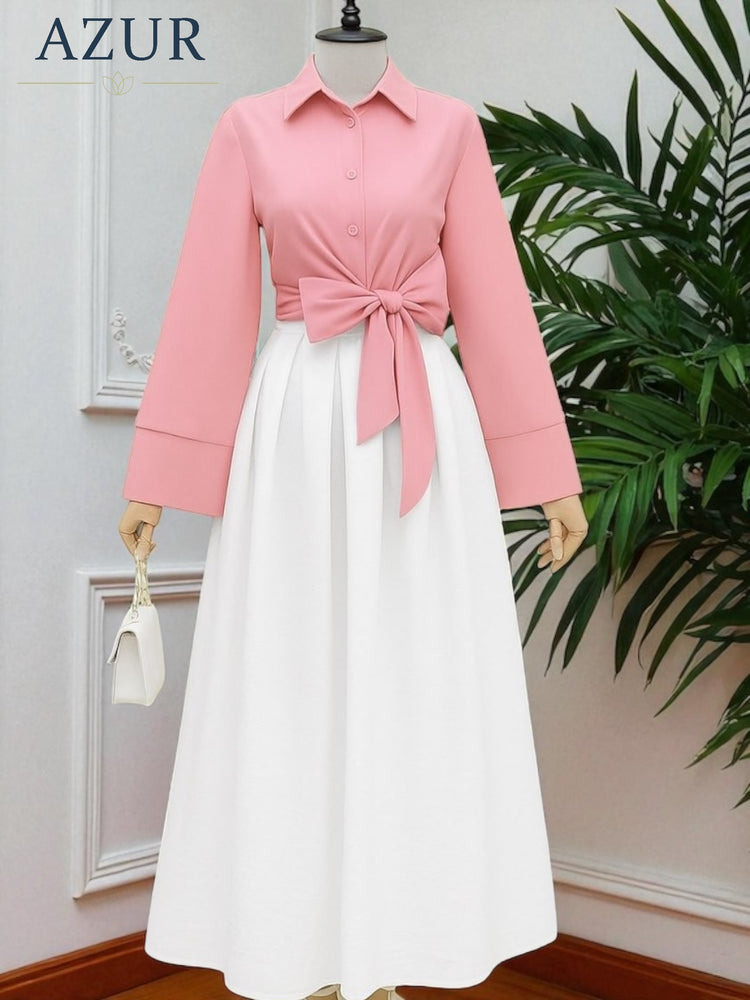 Two-Piece Double Georgette Shirt and Skirt Set