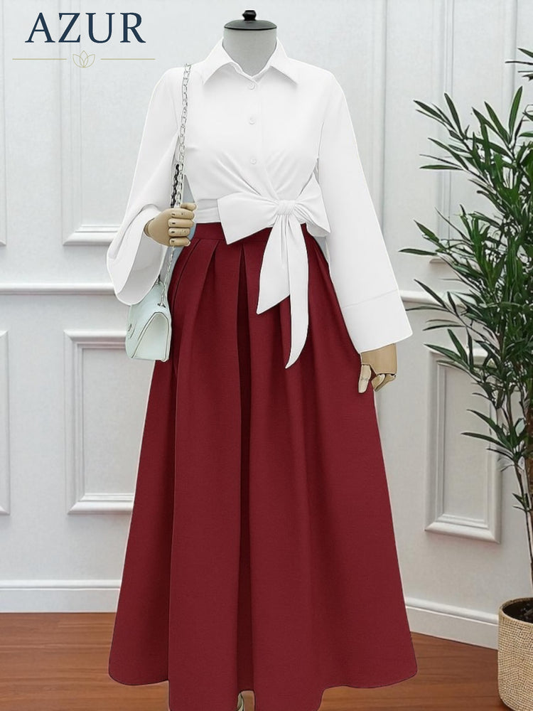 Two-Piece Double Georgette Shirt and Skirt Set