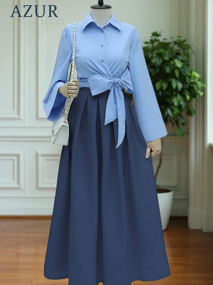 Two-Piece Double Georgette Shirt and Skirt Set