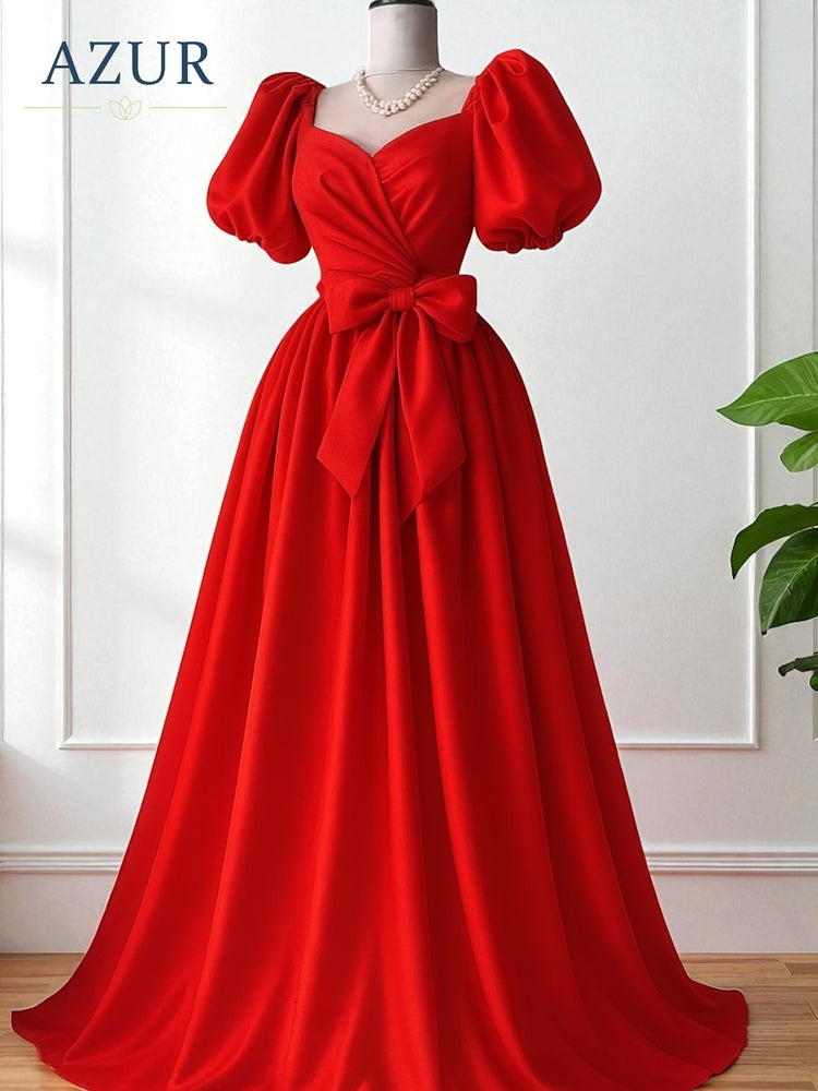 Elegant Double Georgette Gown with Bow Detail