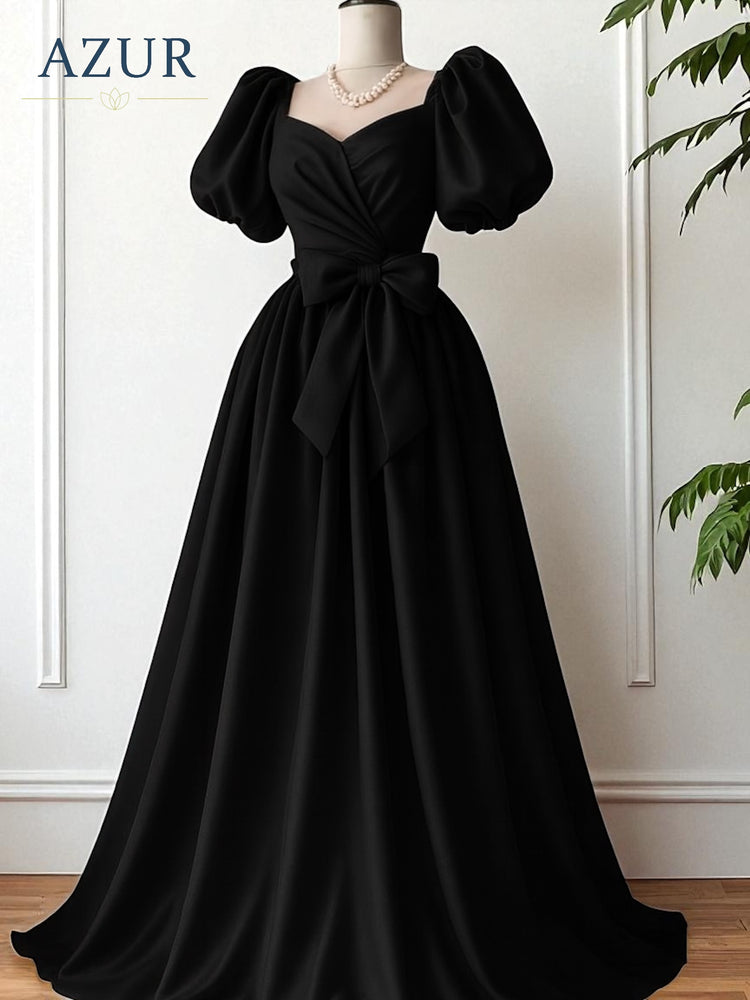 Elegant Double Georgette Gown with Bow Detail