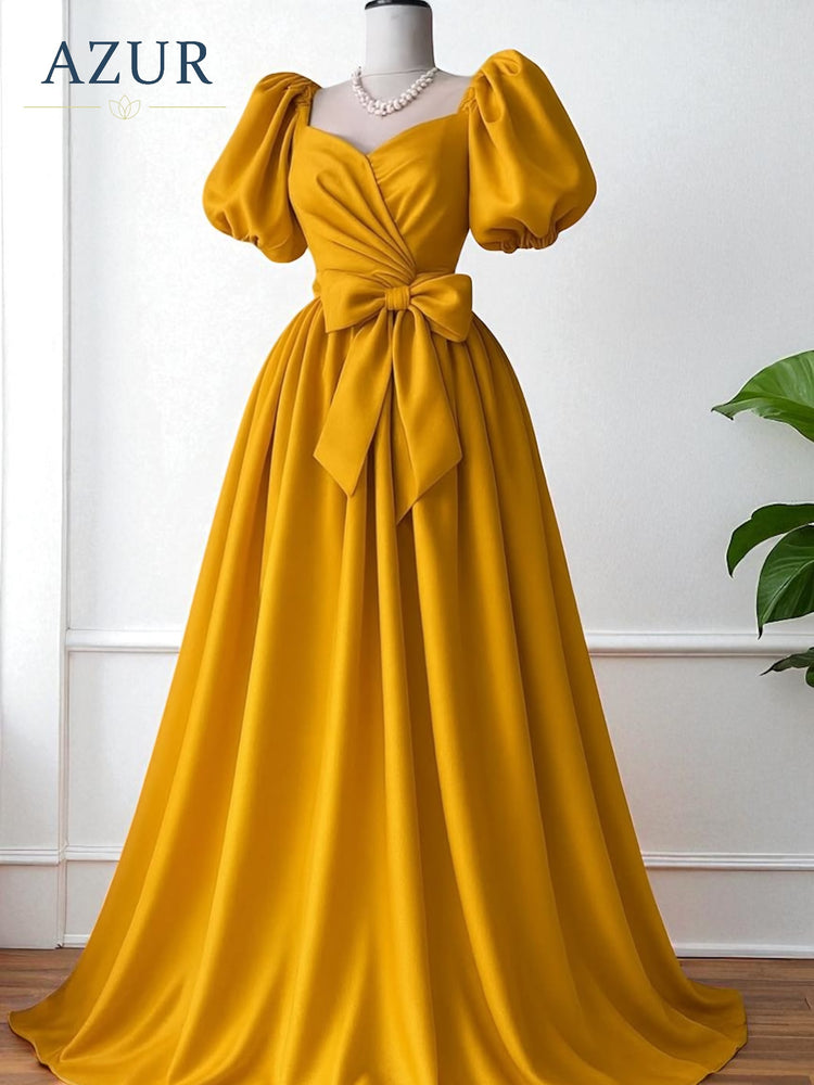 Elegant Double Georgette Gown with Bow Detail