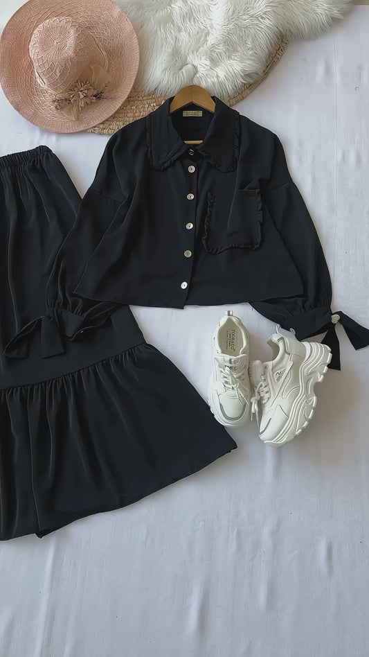 Chic Double Georgette Co-Ord Set – Shirt & Skirt