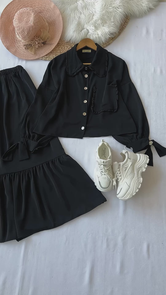 Chic Double Georgette Co-Ord Set – Shirt & Skirt